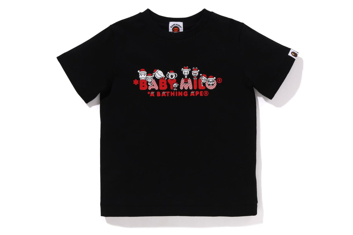 BAPE KIDS COTTON PRINTED CHRISTMAS BABY MILO T-SHIRT