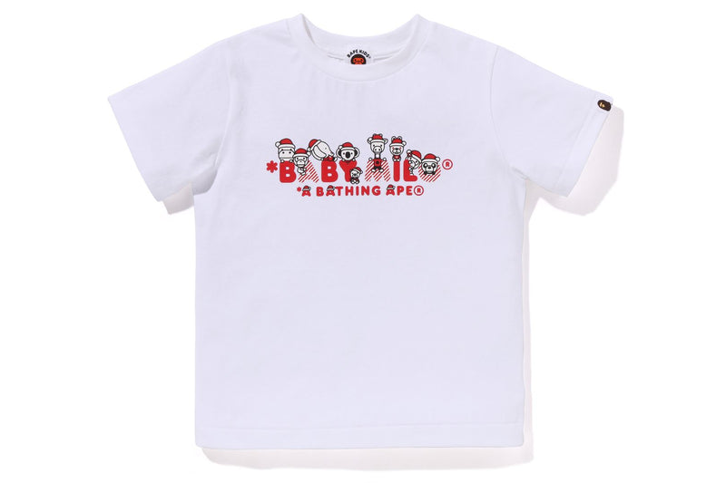 BAPE KIDS COTTON PRINTED CHRISTMAS BABY MILO T-SHIRT