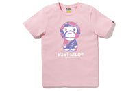 BAPE WOMENS COTTON PRINTED LIQUID CAMO BABY MILO T-SHIRT