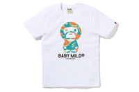 BAPE WOMENS COTTON PRINTED LIQUID CAMO BABY MILO T-SHIRT