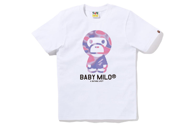 BAPE WOMENS COTTON PRINTED LIQUID CAMO BABY MILO T-SHIRT