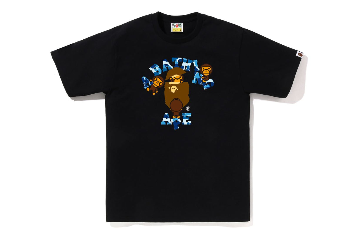 BAPE MENS ABC CAMO COLLEGE MILO T-SHIRT