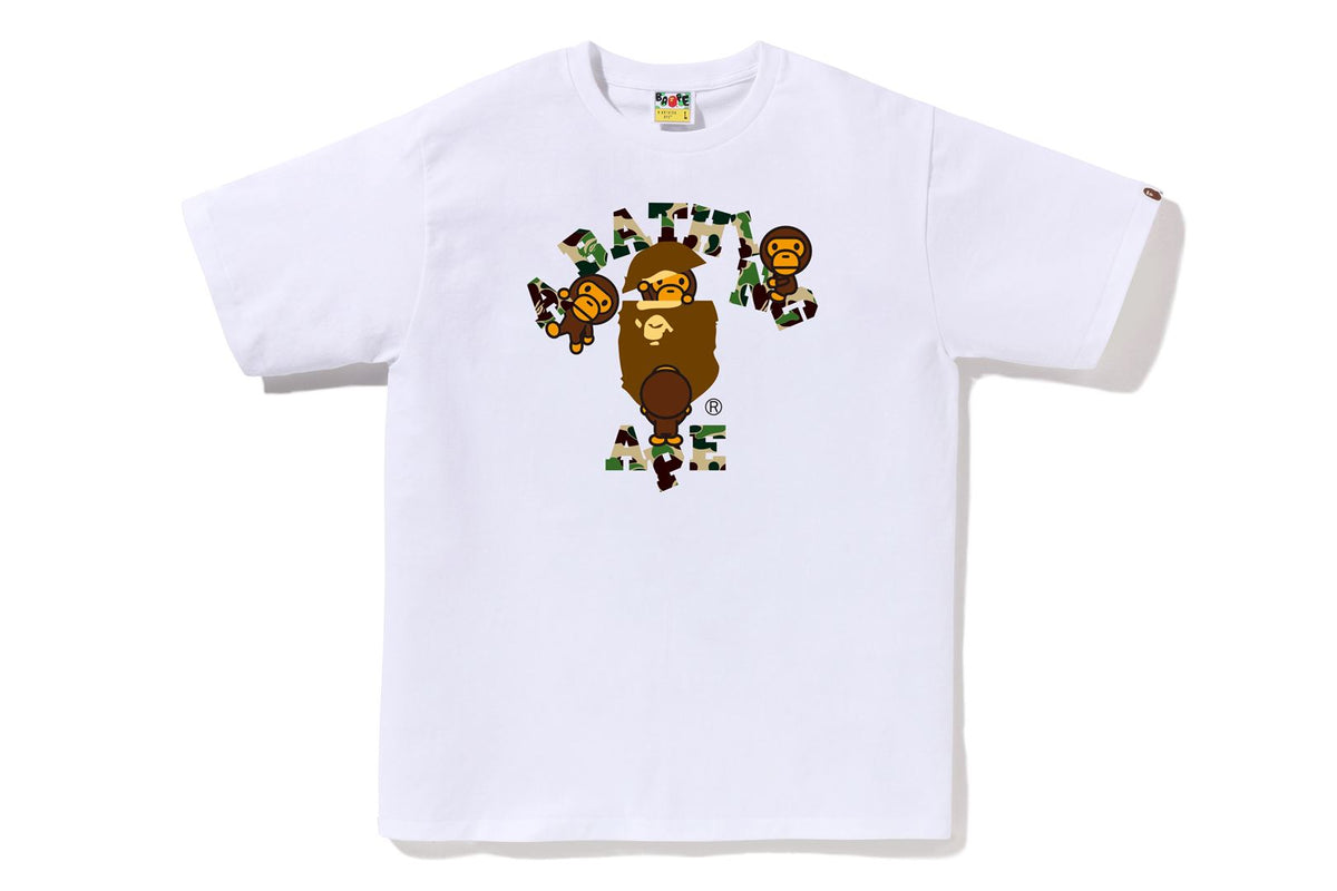 BAPE MENS ABC CAMO COLLEGE MILO T-SHIRT