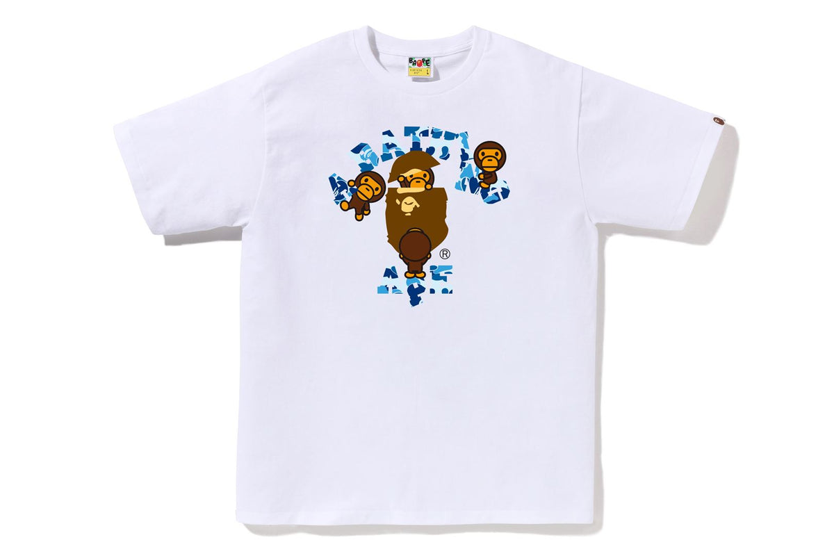 BAPE MENS ABC CAMO COLLEGE MILO T-SHIRT