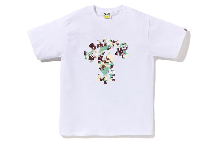 BAPE MENS COTTON MAP CAMO COLLEGE X MILO T-SHIRT