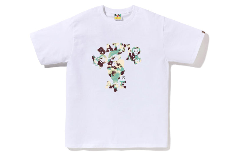 BAPE MENS COTTON MAP CAMO COLLEGE X MILO T-SHIRT