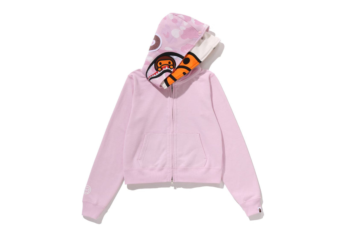 MILO SHARK CROPPED FULL ZIP DOUBLE HOODIE LADIES