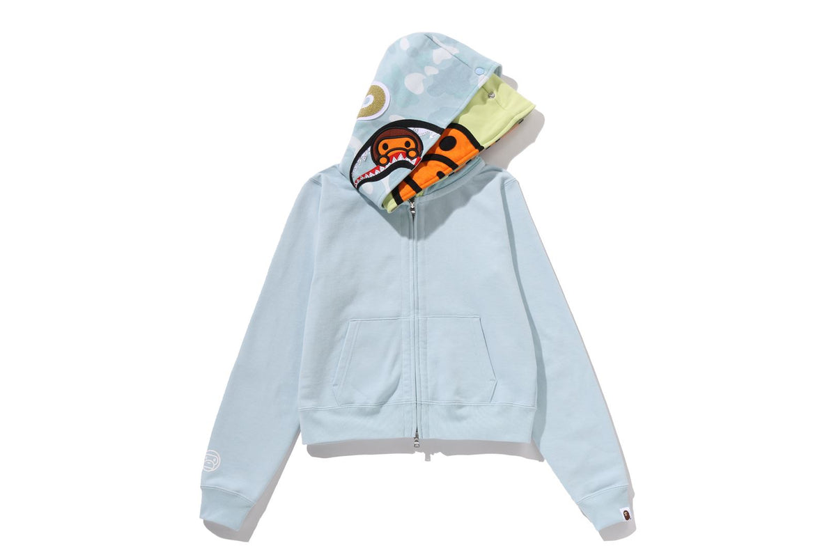 MILO SHARK CROPPED FULL ZIP DOUBLE HOODIE LADIES
