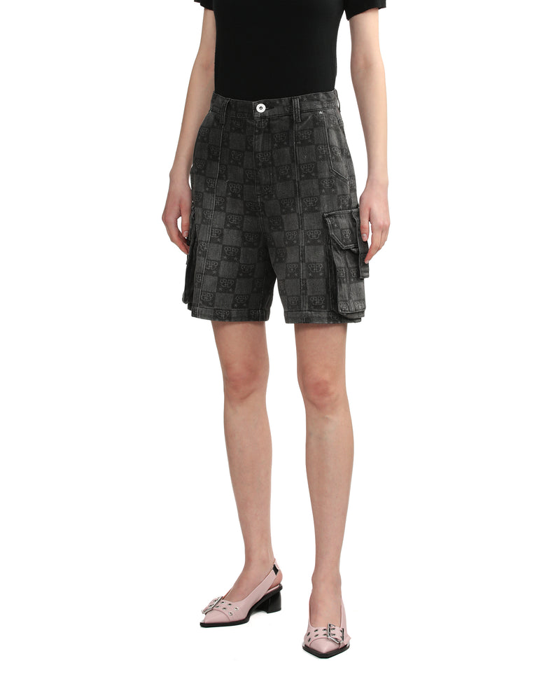 BAPY MONOGRAM DENIM SHORTS