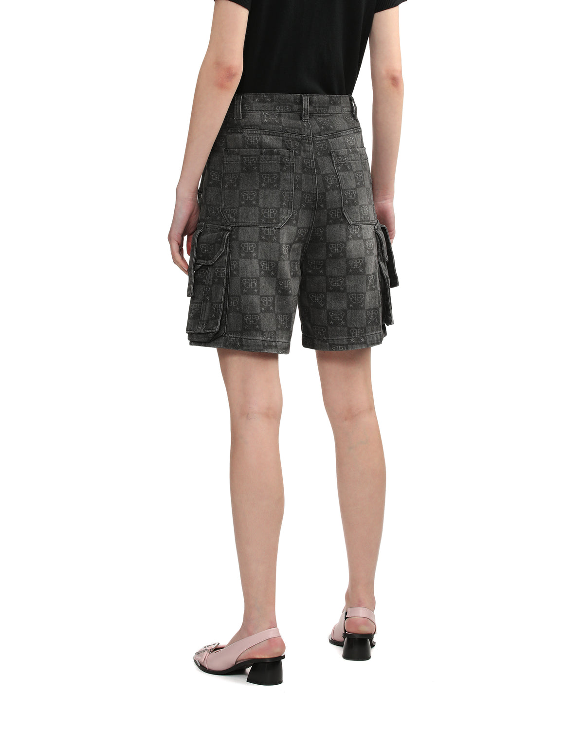 BAPY MONOGRAM DENIM SHORTS