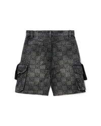 BAPY MONOGRAM DENIM SHORTS