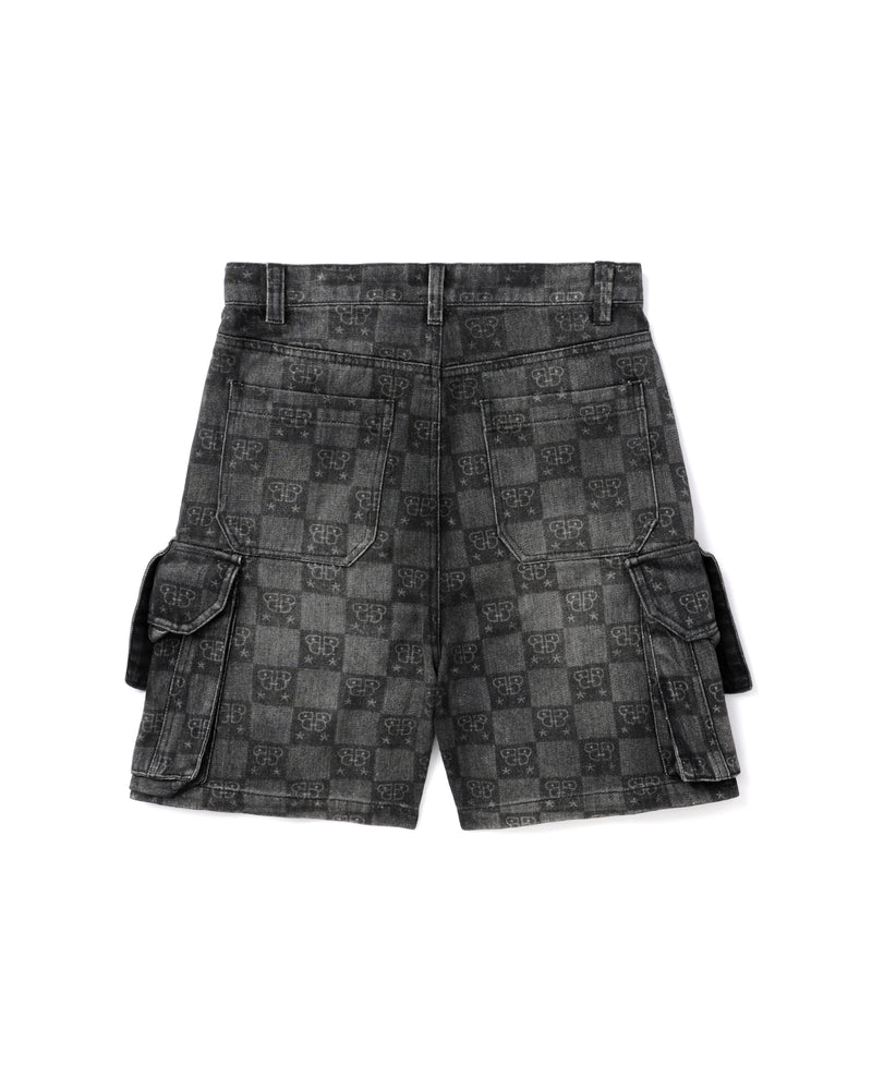 BAPY MONOGRAM DENIM SHORTS