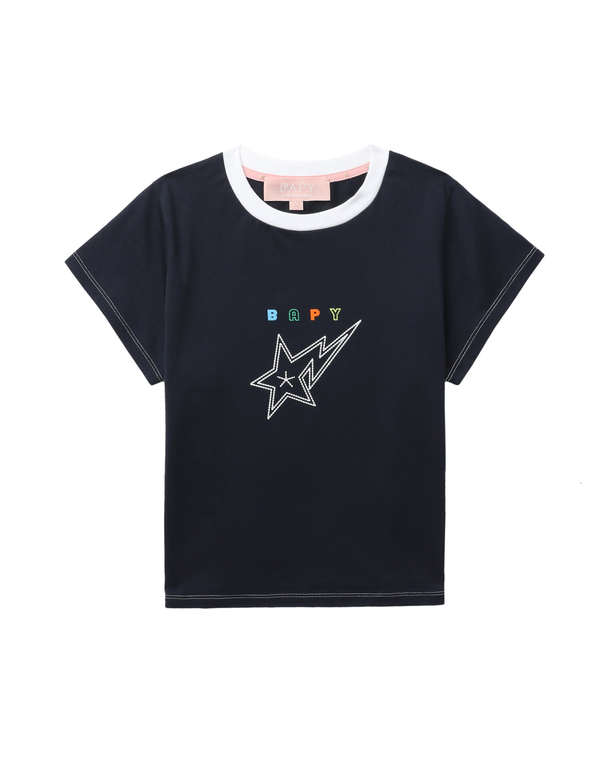 BAPY WOMENS COTTON CONTRAST STITCH STA T-SHIRT