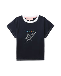 BAPY WOMENS COTTON CONTRAST STITCH STA T-SHIRT