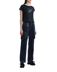 BAPY WOMENS COTTON CONTRAST STITCH STA T-SHIRT
