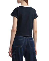 BAPY WOMENS COTTON CONTRAST STITCH STA T-SHIRT