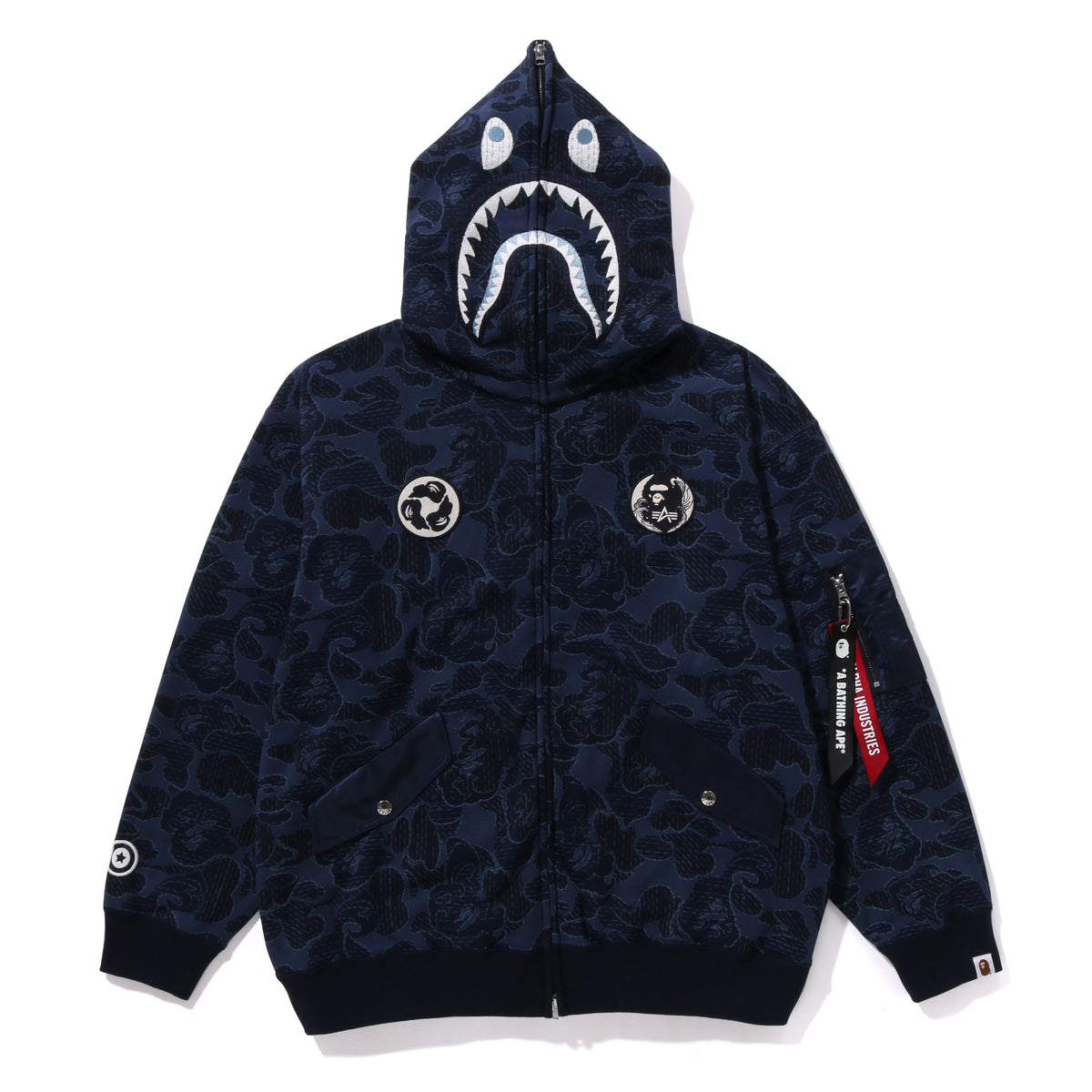 BAPEÂ® X ALPHA INDUSTRIES SHARK FULL ZIP HOODIE
