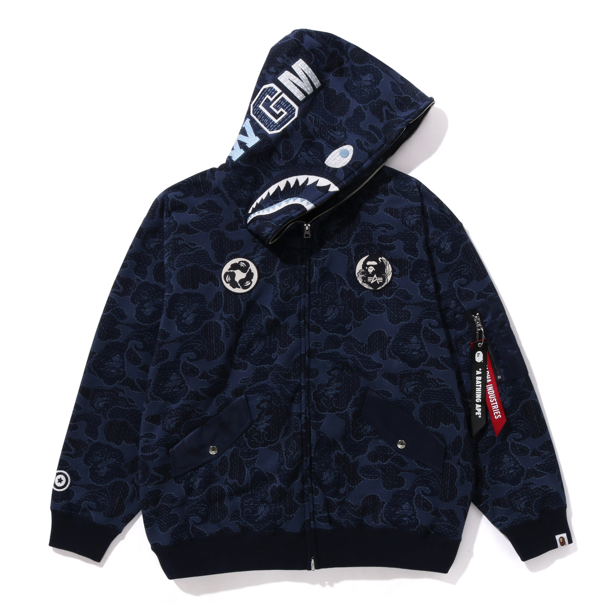 BAPEÂ® X ALPHA INDUSTRIES SHARK FULL ZIP HOODIE
