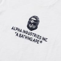 BAPE MENS CREAM & BLACK COTTON APE HEAD PRINT X ALPHA INDUSTRIES T-SHIRT