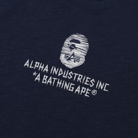 BAPE MENS CREAM & BLACK COTTON APE HEAD PRINT X ALPHA INDUSTRIES T-SHIRT