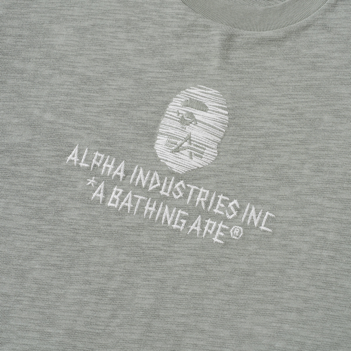 BAPE MENS CREAM & BLACK COTTON APE HEAD PRINT X ALPHA INDUSTRIES T-SHIRT