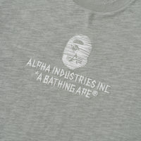BAPE MENS CREAM & BLACK COTTON APE HEAD PRINT X ALPHA INDUSTRIES T-SHIRT