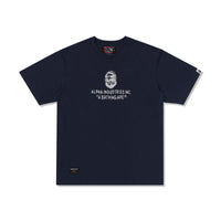 BAPE MENS CREAM & BLACK COTTON APE HEAD PRINT X ALPHA INDUSTRIES T-SHIRT