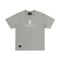 BAPE MENS CREAM & BLACK COTTON APE HEAD PRINT X ALPHA INDUSTRIES T-SHIRT