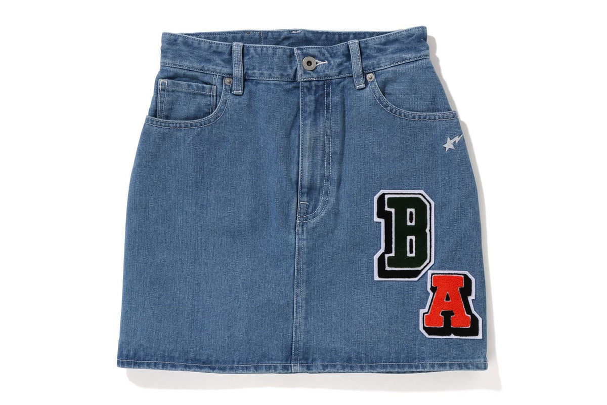 MULTI FONTS DENIM SKIRT