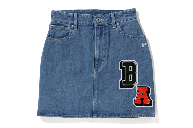 MULTI FONTS DENIM SKIRT