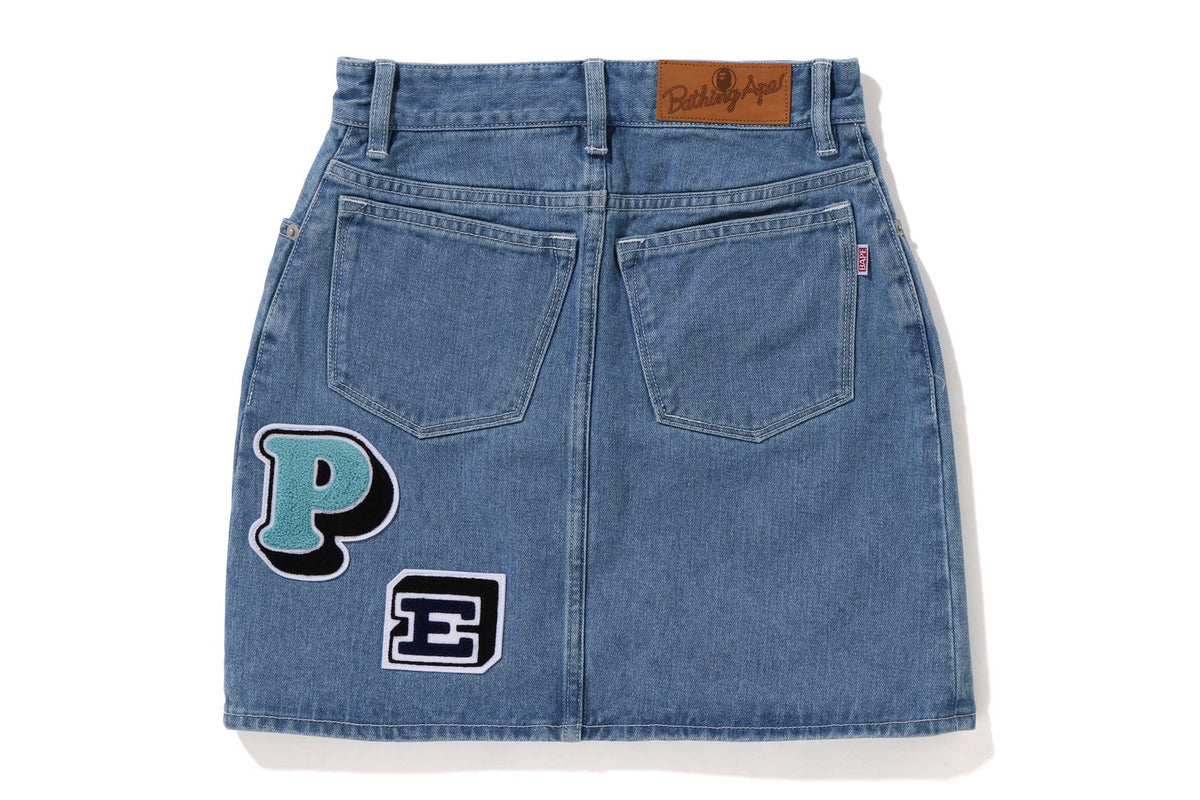 MULTI FONTS DENIM SKIRT