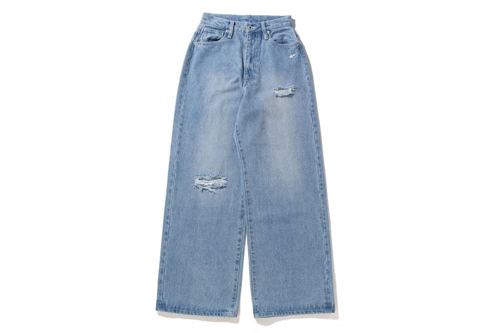 DAMAGED HIGHWAIST WIDE DENIM PANTS