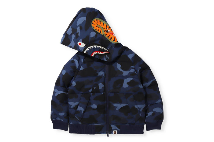 COLOR CAMO SHARK HOODIE DOWN JACKET