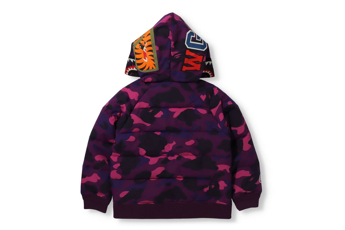 COLOR CAMO SHARK HOODIE DOWN JACKET