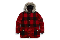 BAPE X WOOLRICH MENS WOOL CHECKED ARCTIC PARKA JACKET