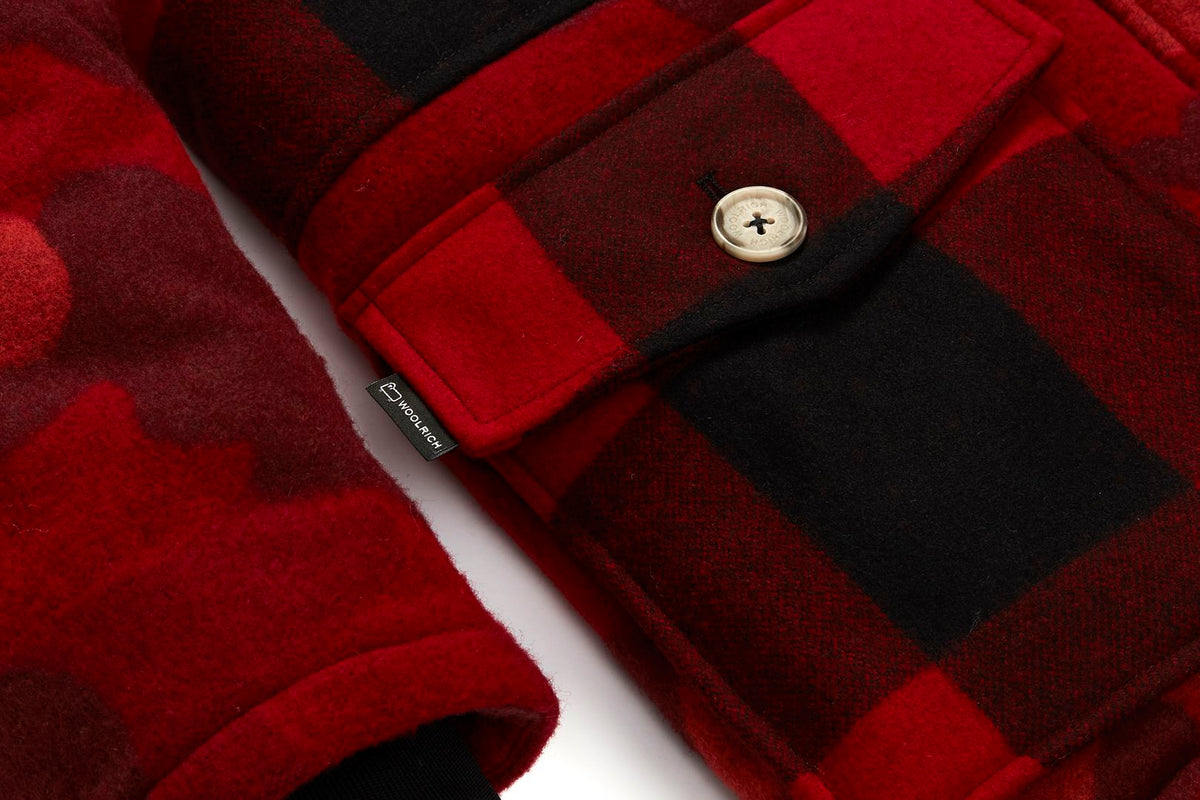 BAPE X WOOLRICH MENS WOOL CHECKED ARCTIC PARKA JACKET