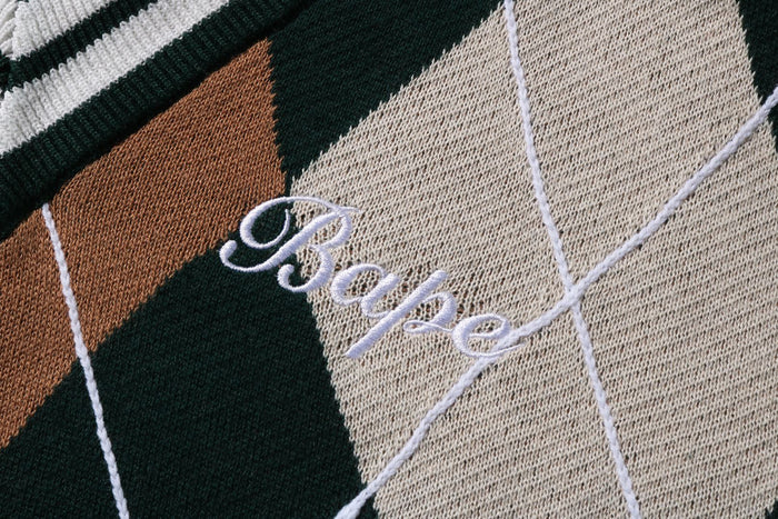 BAPE EMBROIDERY ARGYLE KNIT VEST