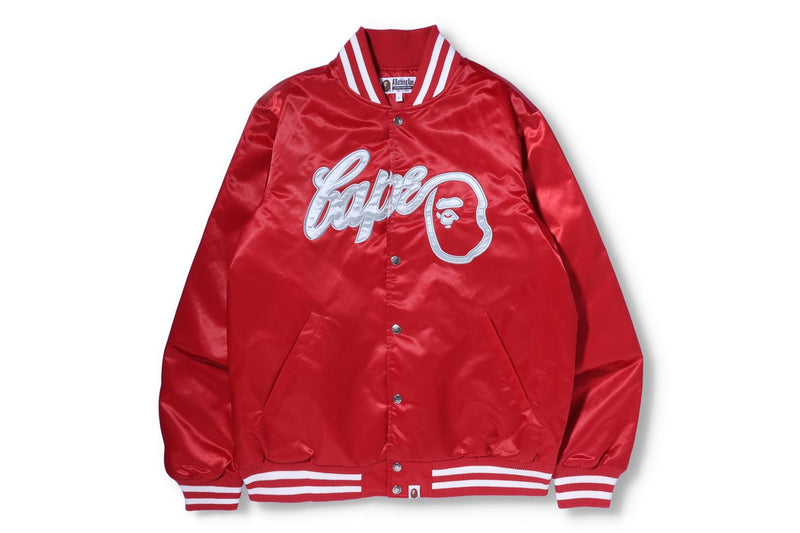 BAPE MENS NYLON CONTRAST STRIPE BASEBALL JACKET