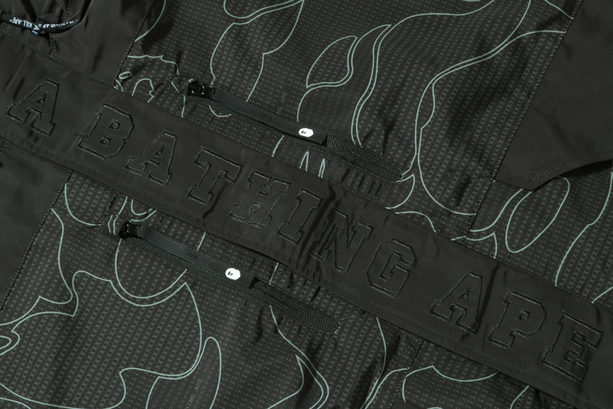 BAPE MENS CAMO PRINT TEXT CODE HOODIE JACKET