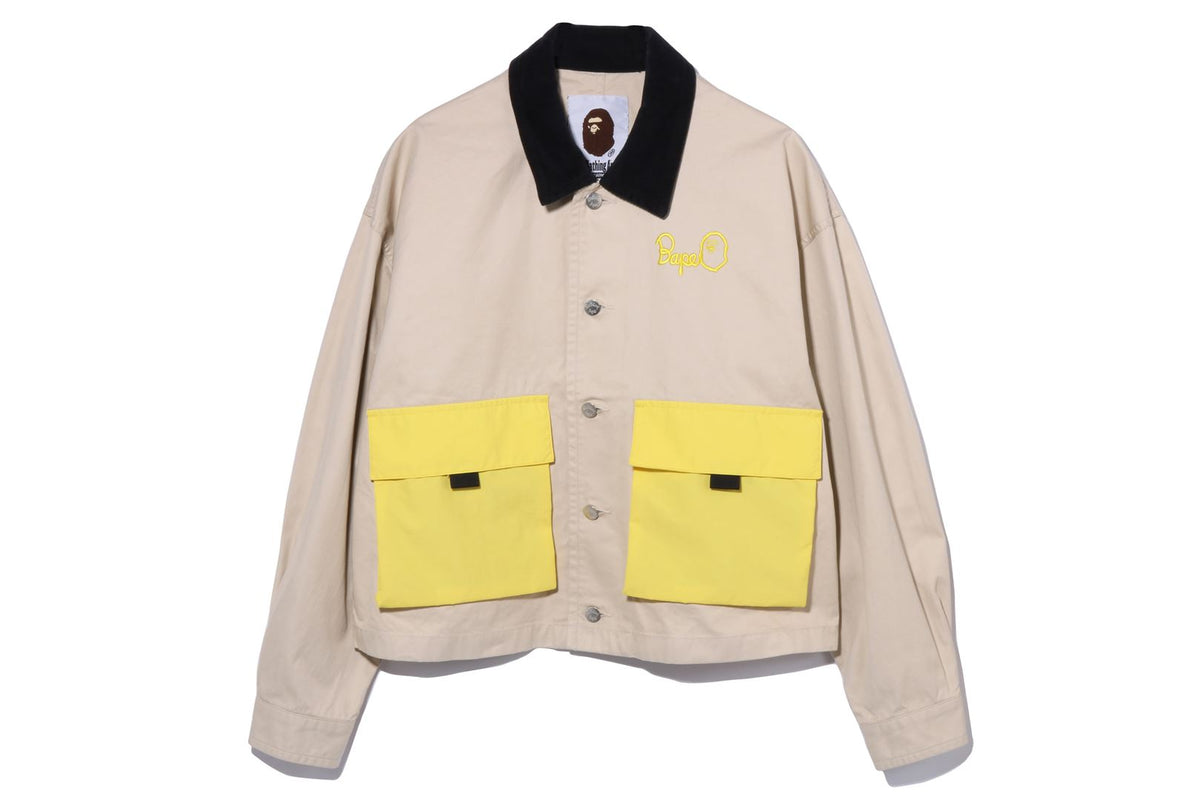BAPE WOMENS COTTON EMBROIDERED LOGO BIG POCKET WORK JACKET