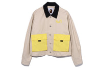 BAPE WOMENS COTTON EMBROIDERED LOGO BIG POCKET WORK JACKET