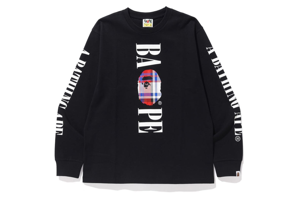 BAPE STOREÂ® LONDON BAPE CHECK LOGO L/S TEE