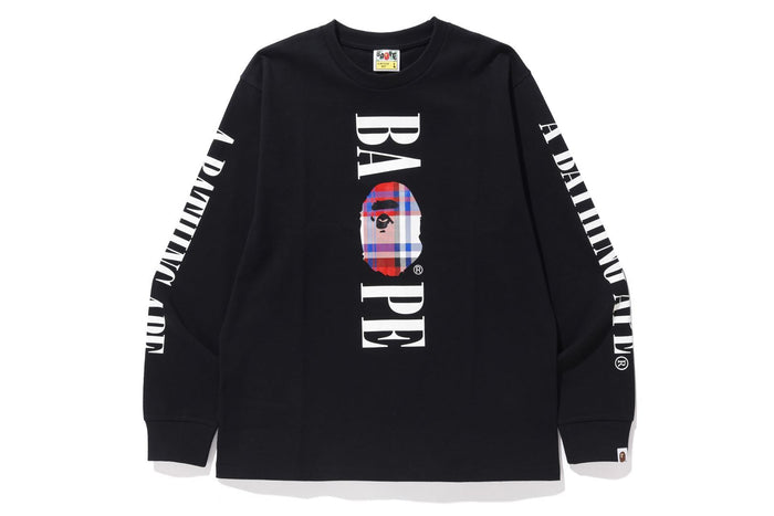 BAPE STOREÂ® LONDON BAPE CHECK LOGO L/S TEE