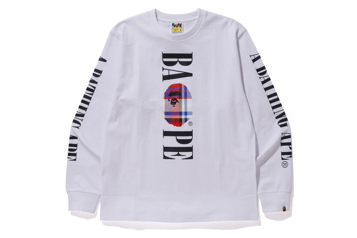 BAPE STOREÂ® LONDON BAPE CHECK LOGO L/S TEE