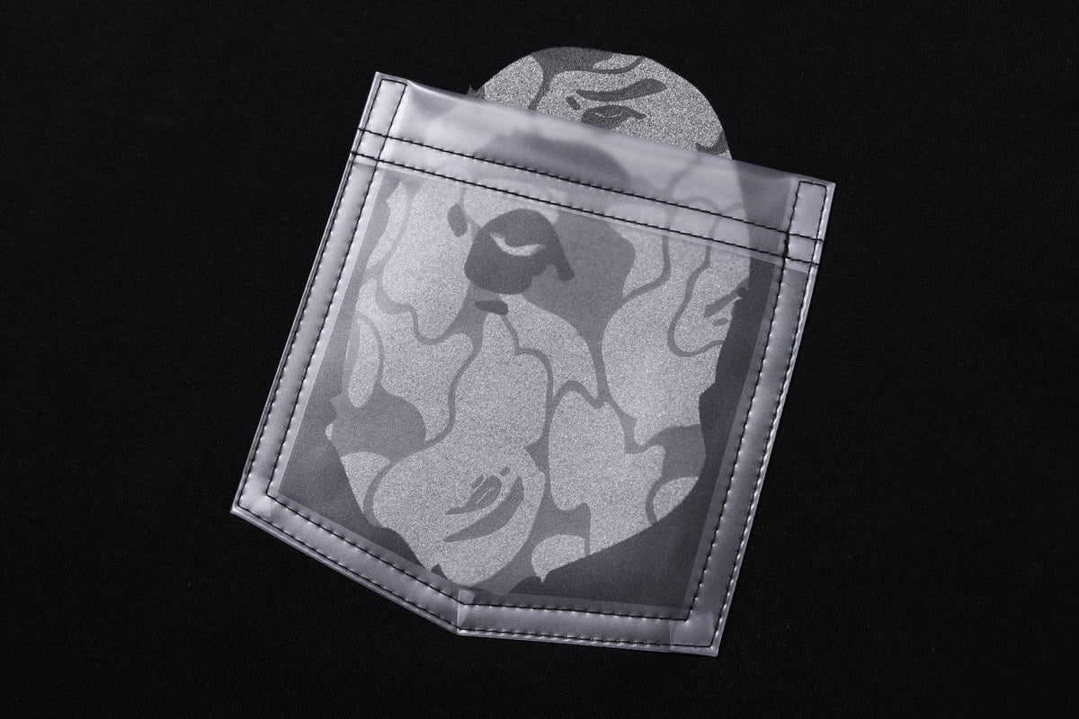REFLECTIVE SOLID CAMO APE HEAD RELAXED FIT POCKET L/S TEE