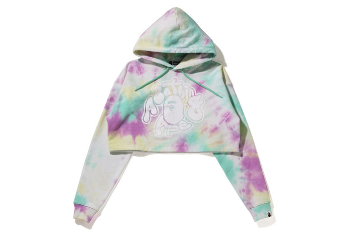 TIE DYE CROPPED PULLOVER HOODIE