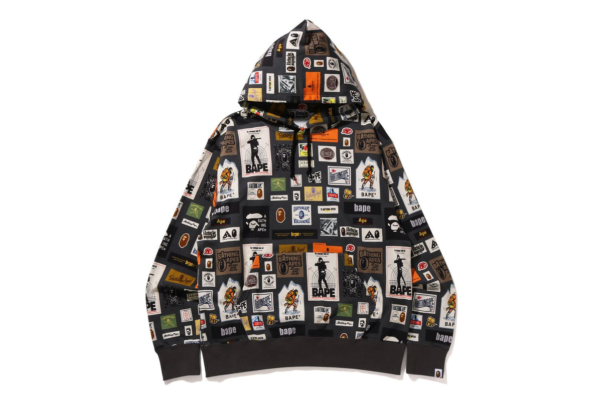 BAPE MULTI LABEL RELAXED FIT PULLOVER HOODIE