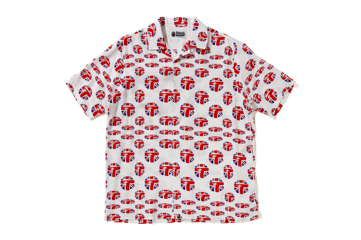 BAPE STORE LONDON UNION JACK OPEN COLLAR S/S SHIRT