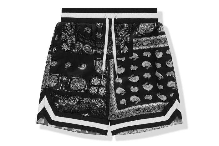 BAPE BLACK PRINTED SILK SHORTS