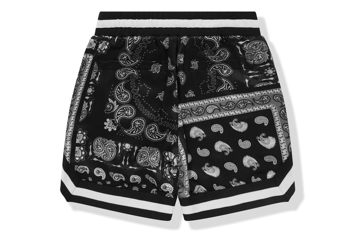 BAPE BLACK PRINTED SILK SHORTS